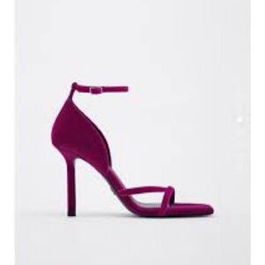 Zara Wine Velvet Strappy Stiletto Sandals